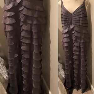 Adrianna Papell metallic tiered long formal dress